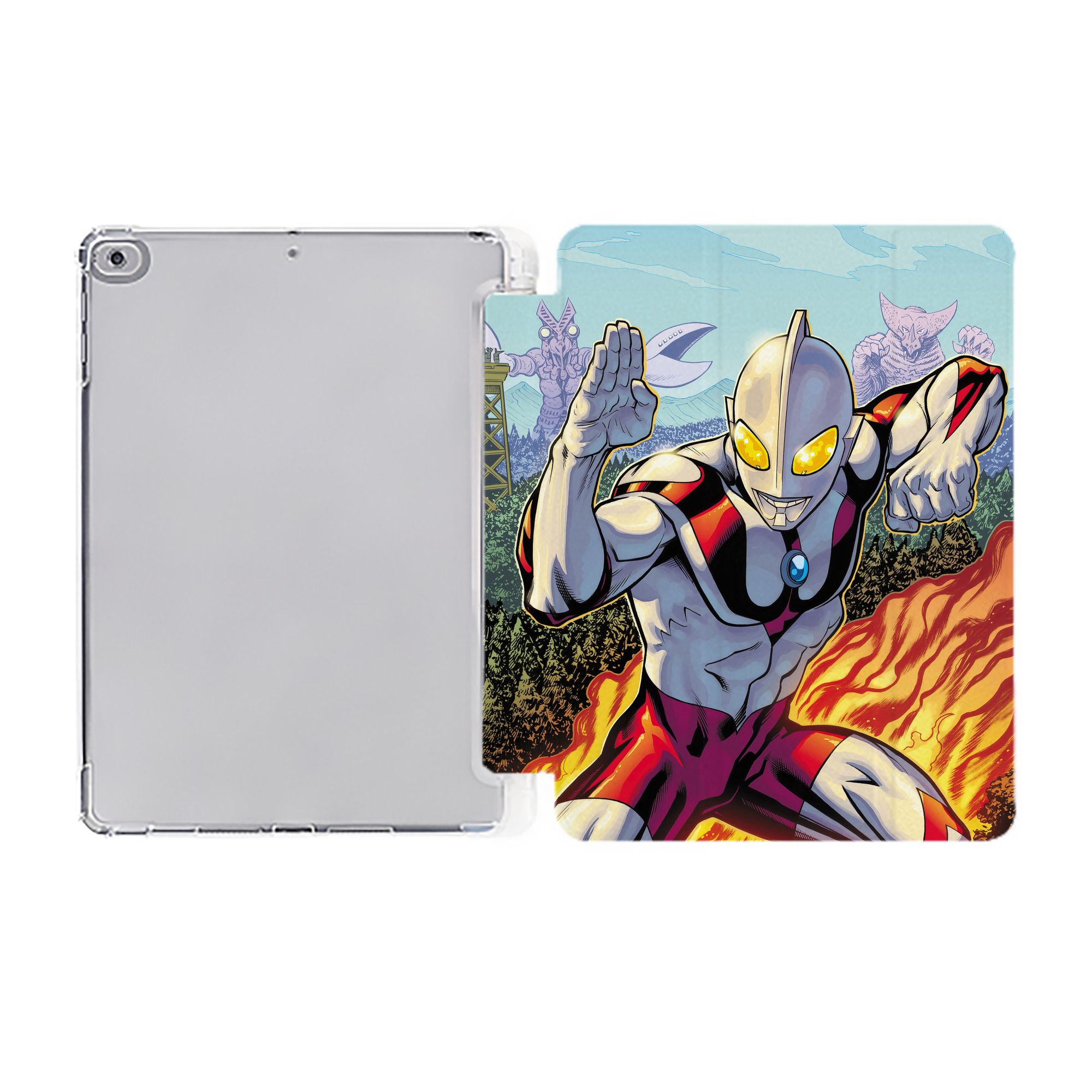 （画像用） ウルトラマン Ultraman IPad ケース ペン収納付き 三つ折りスタンド PUレザー×シリコン 対応機種9.5/10.5/10.9インチ